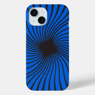 Kaleidoscoop Zwart en Helder Blauw iPhone 15 Case