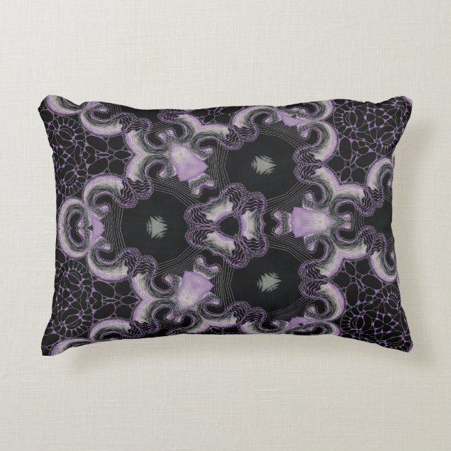 Kaleidoscoop zwart en lavendel ontwerp accent kussen (Voorkant)