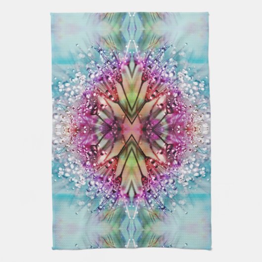 Kaleidoscoopdauw: Abstracte bloemkunst Theedoek (Verticaal)