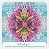 Kaleidoscoopdauw: Abstracte bloemkunst Vierkante Sticker (Voorkant)