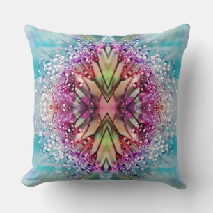 Kaleidoscoopdauwdruppels: Abstracte bloemkunst Kussen