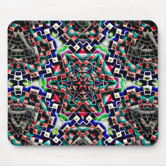 Kaleidoscoopdoek plastic of met leder bekleed muismat (Voorkant)