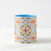 Kaleidoscooppatroon, blauwe afwerking, mok (Midden)