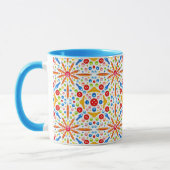 Kaleidoscooppatroon, blauwe afwerking, mok (Links)