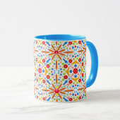 Kaleidoscooppatroon, blauwe afwerking, mok (Voorkant rechts)