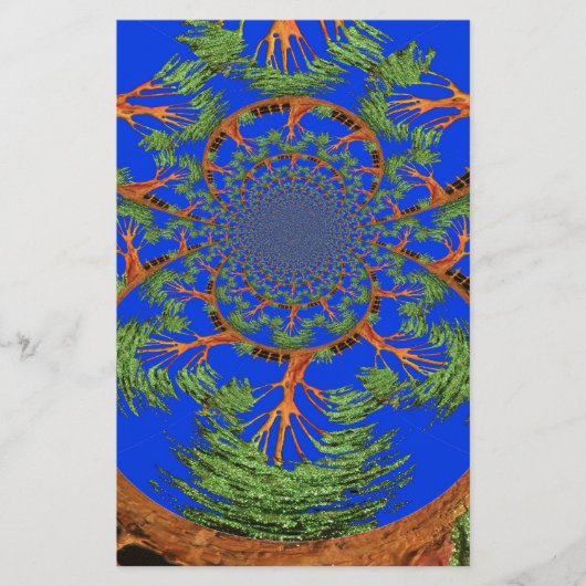 Kaleidoscope Acacia Tree Art Print/Graphic Briefpapier (Voorkant)