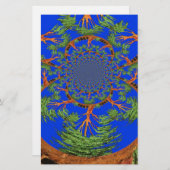 Kaleidoscope Acacia Tree Art Print/Graphic Briefpapier (Voorkant / Achterkant)