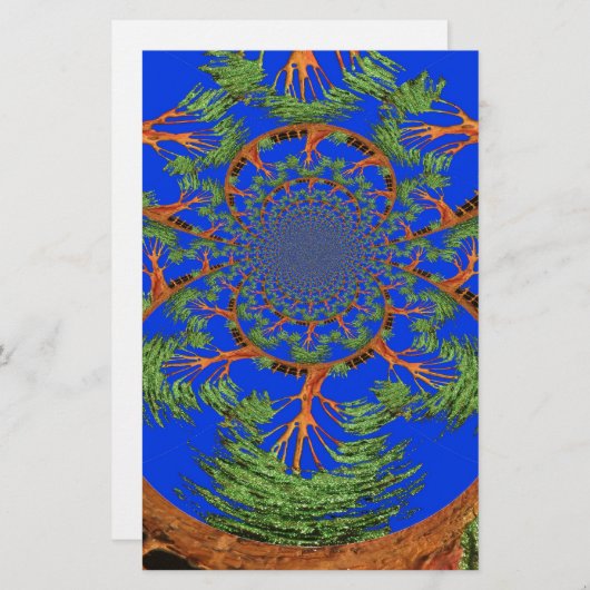 Kaleidoscope Acacia Tree Art Print/Graphic Briefpapier (Voorkant / Achterkant)