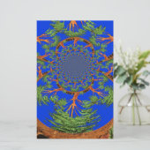 Kaleidoscope Acacia Tree Art Print/Graphic Briefpapier (Staand voorkant)