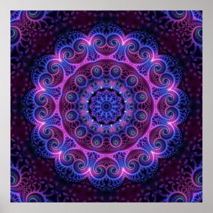Kaleidoscope Apophysis Mandala Hearts Poster