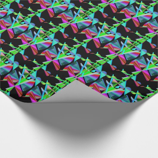 Kaleidoscope Art Red Green Paars Blue Black Cadeaupapier (Hoek)