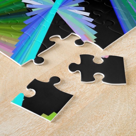 Kaleidoscope Art Red Green Paars Blue Black Legpuzzel (Zijkant)