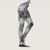 KALEIDOSCOPE BLACK WHITE RADIAL REPEAT PATTERN LEGGINGS (Rechts)