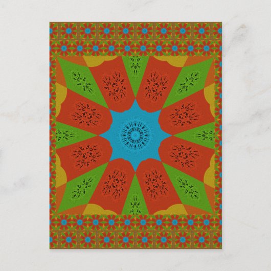 Kaleidoscope Bloom Een Levendige Afrikaanse Print Briefkaart (Voorkant)