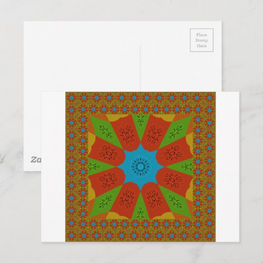 Kaleidoscope Bloom Een Levendige Afrikaanse Print Briefkaart (Voorkant / Achterkant)