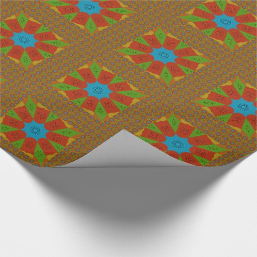 Kaleidoscope Bloom Een Levendige Afrikaanse Print  Cadeaupapier (Hoek)