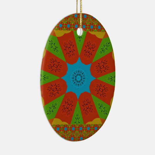 Kaleidoscope Bloom Een Levendige Afrikaanse Print Keramisch Ornament (Rechts)