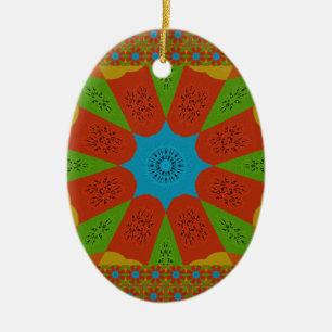 Kaleidoscope Bloom Een Levendige Afrikaanse Print  Keramisch Ornament