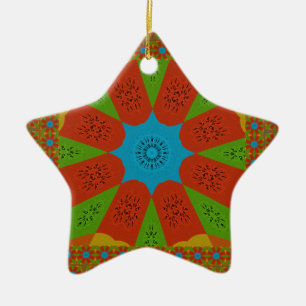 Kaleidoscope Bloom Een Levendige Afrikaanse Print  Keramisch Ornament