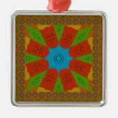 Kaleidoscope Bloom Een Levendige Afrikaanse Print  Metalen Ornament (Voorkant)