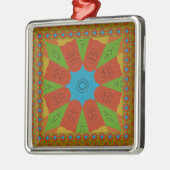 Kaleidoscope Bloom Een Levendige Afrikaanse Print  Metalen Ornament (Links)