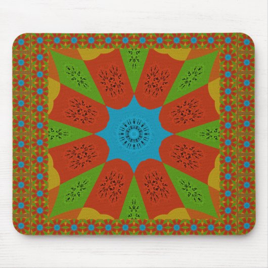 Kaleidoscope Bloom Een Levendige Afrikaanse Print Muismat (Voorkant)