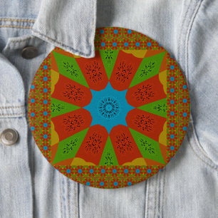 Kaleidoscope Bloom Een Levendige Afrikaanse Print  Ronde Button 6,0 Cm