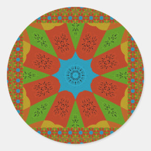 Kaleidoscope Bloom Een Levendige Afrikaanse Print  Ronde Sticker