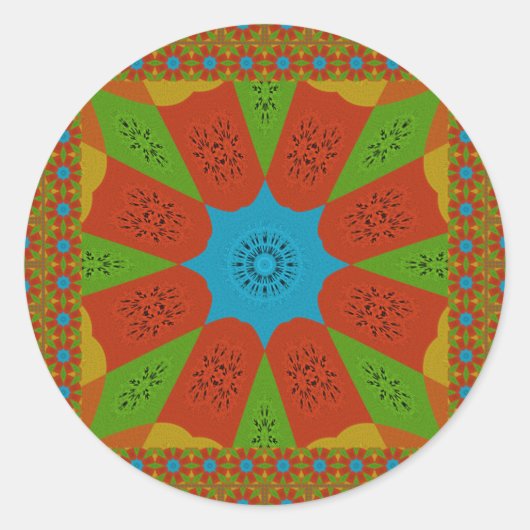 Kaleidoscope Bloom Een Levendige Afrikaanse Print Ronde Sticker (Voorkant)