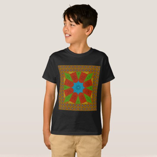 Kaleidoscope Bloom Een Levendige Afrikaanse Print  T-shirt (Voorkant volledig)