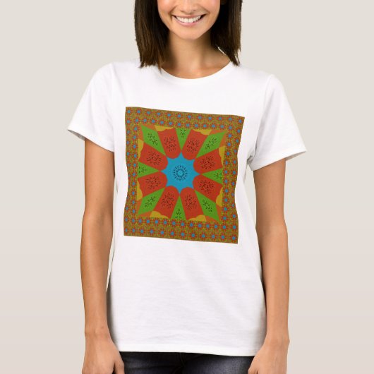 Kaleidoscope Bloom Een Levendige Afrikaanse Print  T-shirt (Voorkant)