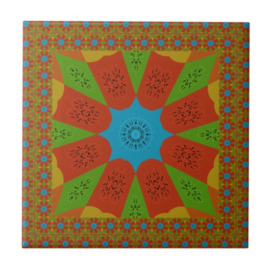 Kaleidoscope Bloom Een Levendige Afrikaanse Print Tegeltje (Voorkant)