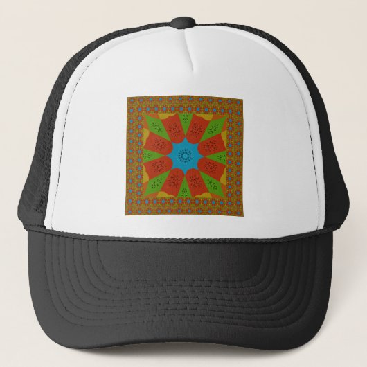Kaleidoscope Bloom Een Levendige Afrikaanse Print  Trucker Pet (Voorkant)
