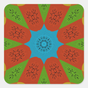 Kaleidoscope Bloom Een Levendige Afrikaanse Print  Vierkante Sticker