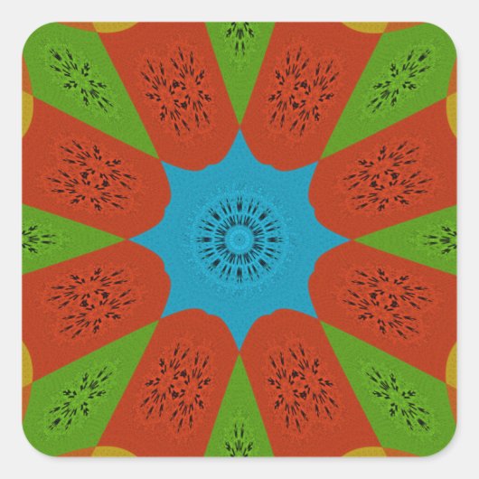 Kaleidoscope Bloom Een Levendige Afrikaanse Print Vierkante Sticker (Voorkant)