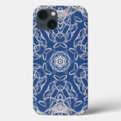 Kaleidoscope Blue met White Snow Lines Case-Mate iPhone Case (Achterkant)