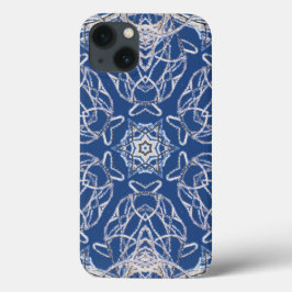 Kaleidoscope Blue met White Snow Lines Case-Mate iPhone Case