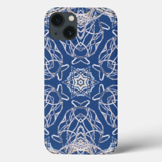 Kaleidoscope Blue met White Snow Lines Case-Mate iPhone Case (Achterkant)