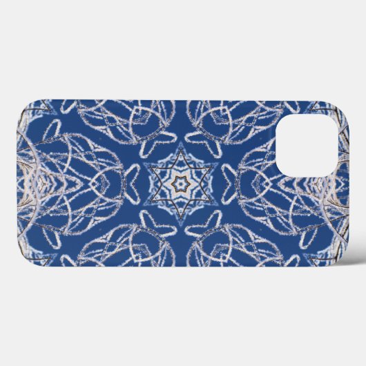 Kaleidoscope Blue met White Snow Lines Case-Mate iPhone Case (Achterkant (horizontaal))