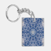 Kaleidoscope Blue White Snow Stars Sleutelhanger (Voorkant Links)