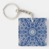 Kaleidoscope Blue White Snow Stars Sleutelhanger (Voorkant)
