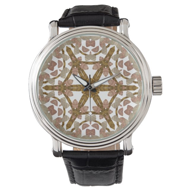Kaleidoscope bois - Wood kaleidoscoop Horloge (Voorkant)