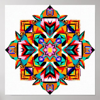 Kaleidoscope Burst: A Modern Tribal Mandala Poster