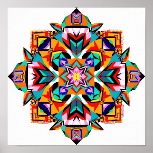 Kaleidoscope Burst: A Modern Tribal Mandala Poster (Voorkant)