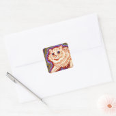 Kaleidoscope Cat Vierkante Sticker (Envelop)