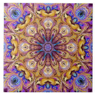 Kaleidoscope Ceramic Tile Paars Gold Tegeltje