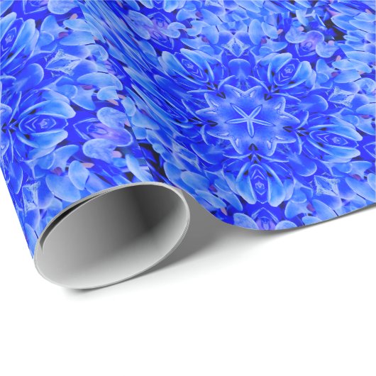 Kaleidoscope Design Blue Paars Floral Art Cadeaupapier (Rol Hoek)