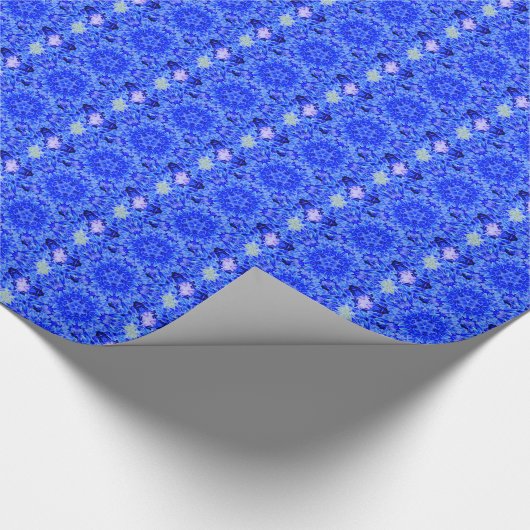 Kaleidoscope Design Blue Paars Floral Art Cadeaupapier (Hoek)