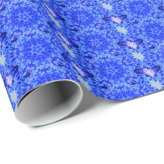 Kaleidoscope Design Blue Paars Floral Art Cadeaupapier (Rol Hoek)