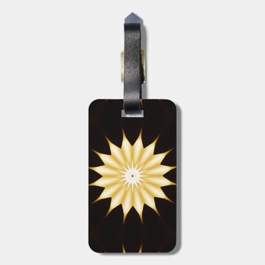Kaleidoscope Design Bright Yellow Star Bagagelabel (Achterkant verticaal)